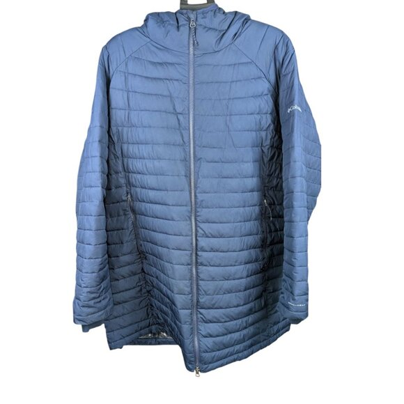 Columbia Hooded Puffer Jacket Women's 3X White Out Omni-Heat Mid Length - Picture 2 of 11